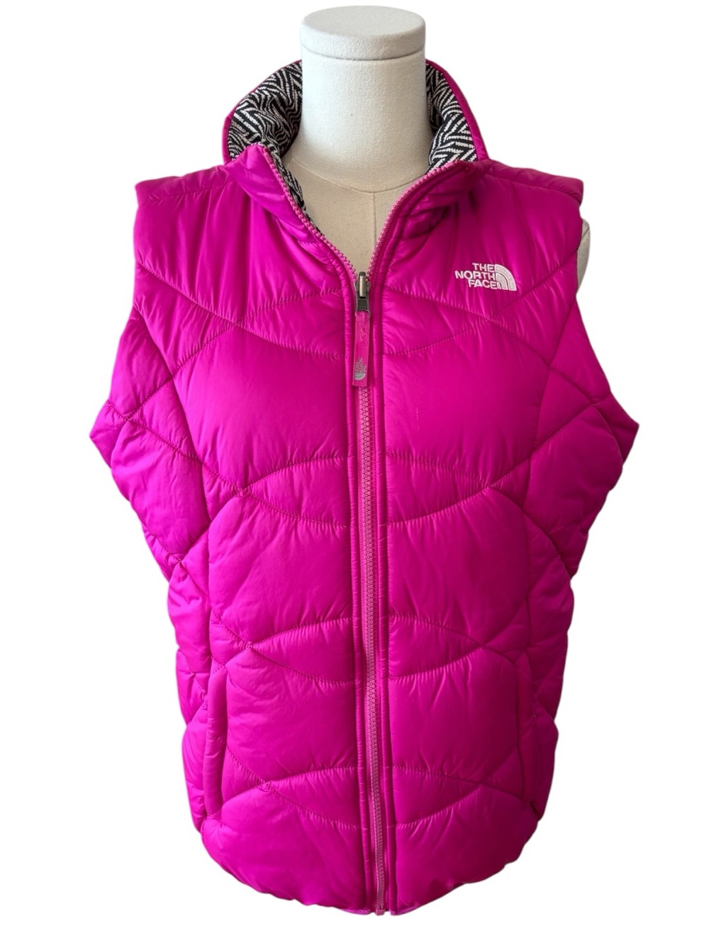 The North Face Hot Pink Reversible Puffer Vest Size Small-Medium